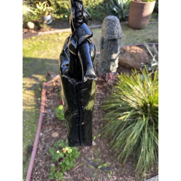 KASSL Editions Bag Lady Leather Lacquer Black Knotted Handle - Picture 11 of 13